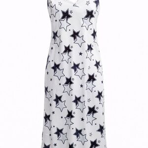 NWT CARE TUCKER Women’s Star Print Slip Nightgown - White/Black